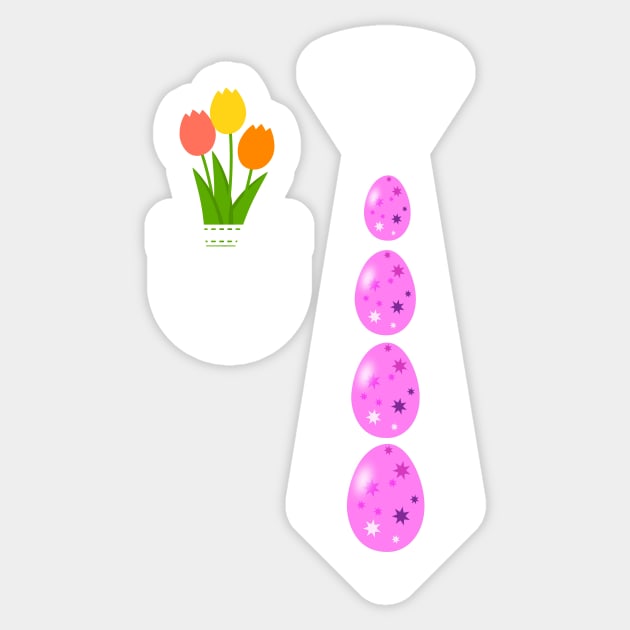 Easter tie funny easter costume with suit pocket and tulips for easter Sticker by Artstastic